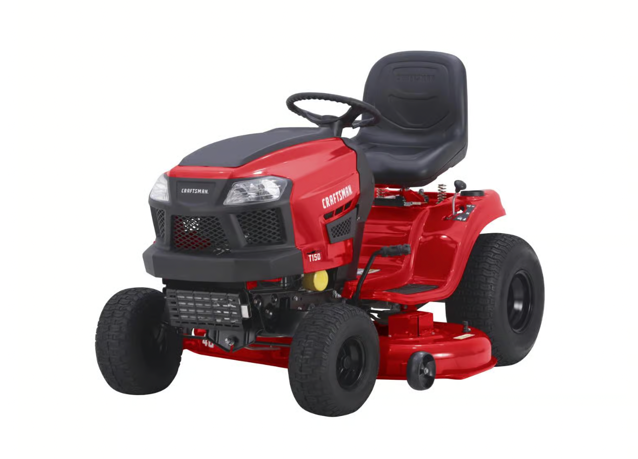 686af8f30cf9d5b63b53591d2a7271a3da1d27f80c9dd50f30c3a9cc60c34a45-2 Craftsman T150 Gas Lawn Tractor | 46-in | 540cc | 19HP Briggs and Stratton Engine | Turn Tight Technology